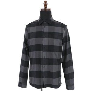 Lululemon Masons Peak Flannel Shirt Men's Medium Gray Checks Button-Up Stretch